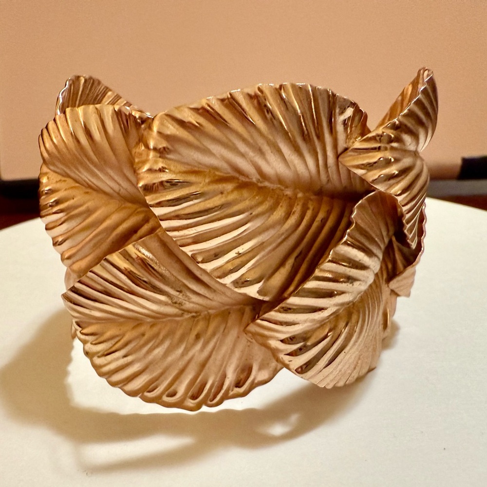 NAPIER Rose Gold Plated Leaf Cuff Bracelet